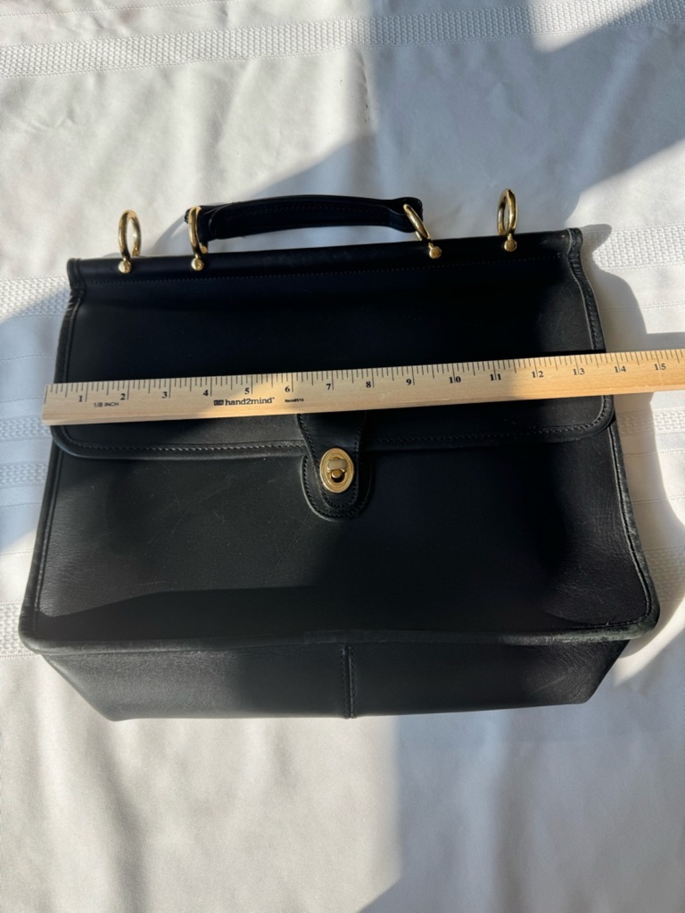 Classic Black Leather Top-Handle Bag with Gold Hardware - Picture 3 of 13